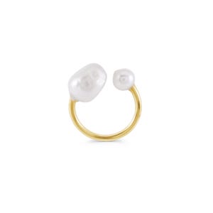 Gold Pearl Ring, Baroque Pearl Jewelry, Elegant Gold Ring, Minimalist Pearl Ring, Luxury Gold Ring, Gift for Her, Unique Pearl Ring