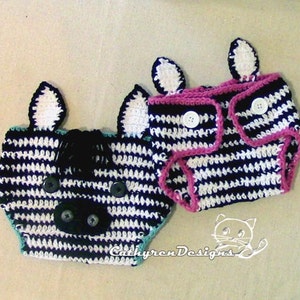 Baby Zebra Diaper Cover, Hat, Headband Set, Photo prop INSTANT DOWNLOAD Crochet Pattern image 5