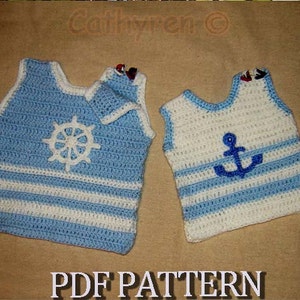 Little Baby Sailor Vest with appliques, Photo prop -INSTANT DOWNLOAD Crochet Pattern