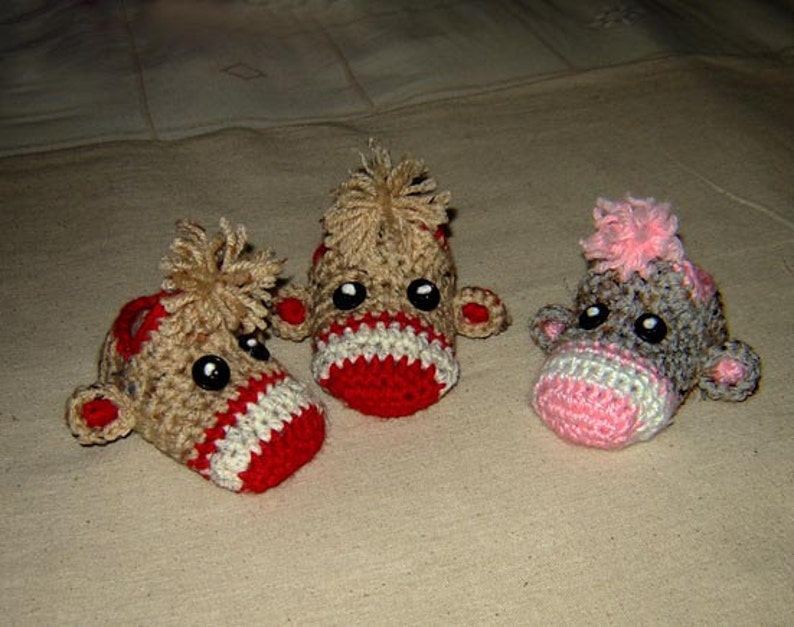 Baby Sock Monkey Booties INSTANT DOWNLOAD Crochet Pattern Etsy