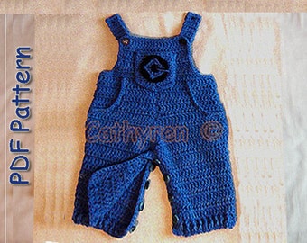 Baby Denim Overalls, Dungaree, INSTANT DOWNLOAD Crochet Pattern