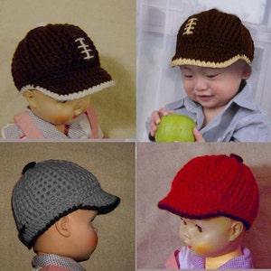 Football Cap, Baseball Cap Newborn, Baby, Toddler, INSTANT DOWNLOAD Crochet Pattern image 4