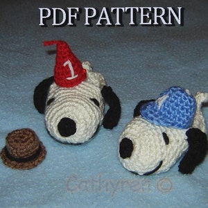 Snoopy Baby Booties, Wearing Fedora Hat, Birthday Hat and Sports Hat -INSTANT DOWNLOAD Crochet Pattern
