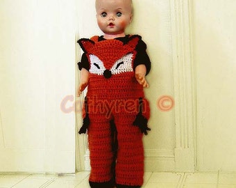 Baby Fox Costume, Overall, Buttons at Legs for Easy Change - INSTANT DOWNLOAD Crochet e-Pattern