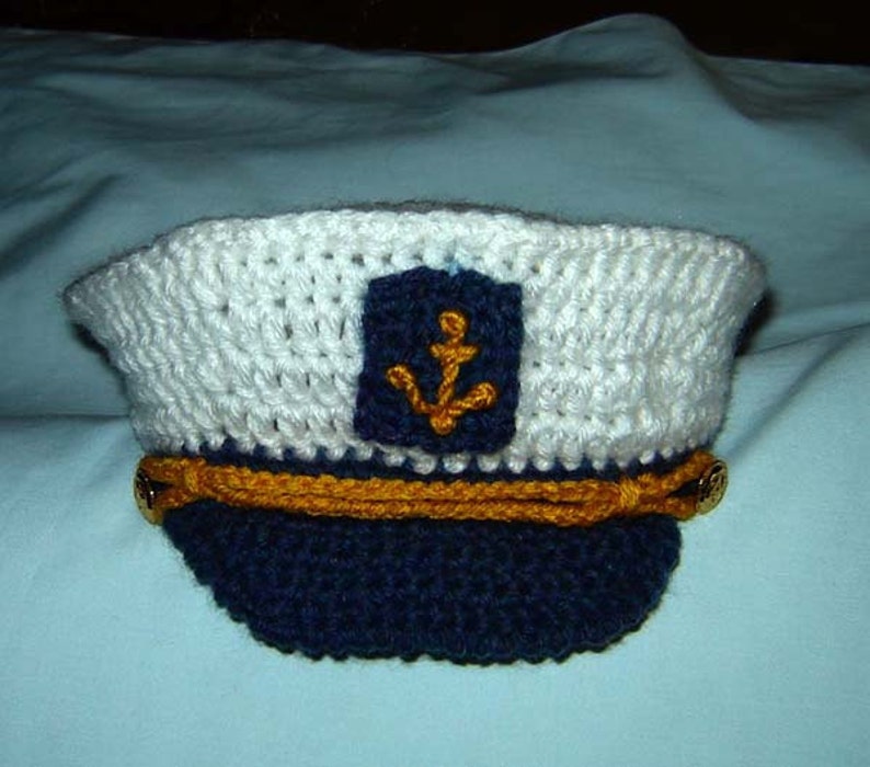 Little Captain, Sailor Cap/Hat and Tie, Newborn, Baby, Toddler INSTANT DOWNLOAD Crochet Pattern image 4