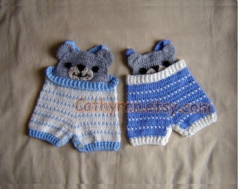 Baby Bear Overall Shorties, Buttons at Legs for Easy Change - INSTANT DOWNLOAD Crochet e-Pattern