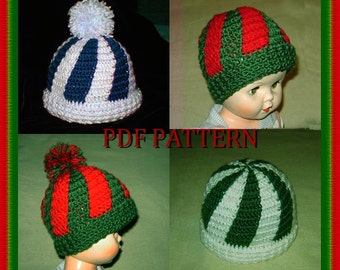 Pinwheel / Peppermint Candy Hats with Pompoms-INSTANT DOWNLOAD Crochet Pattern