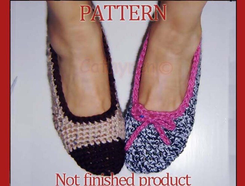 Stylish Flat Shoes, Slippers. Teenage Woman sizes INSTANT DOWNLOAD Crochet Pattern image 1