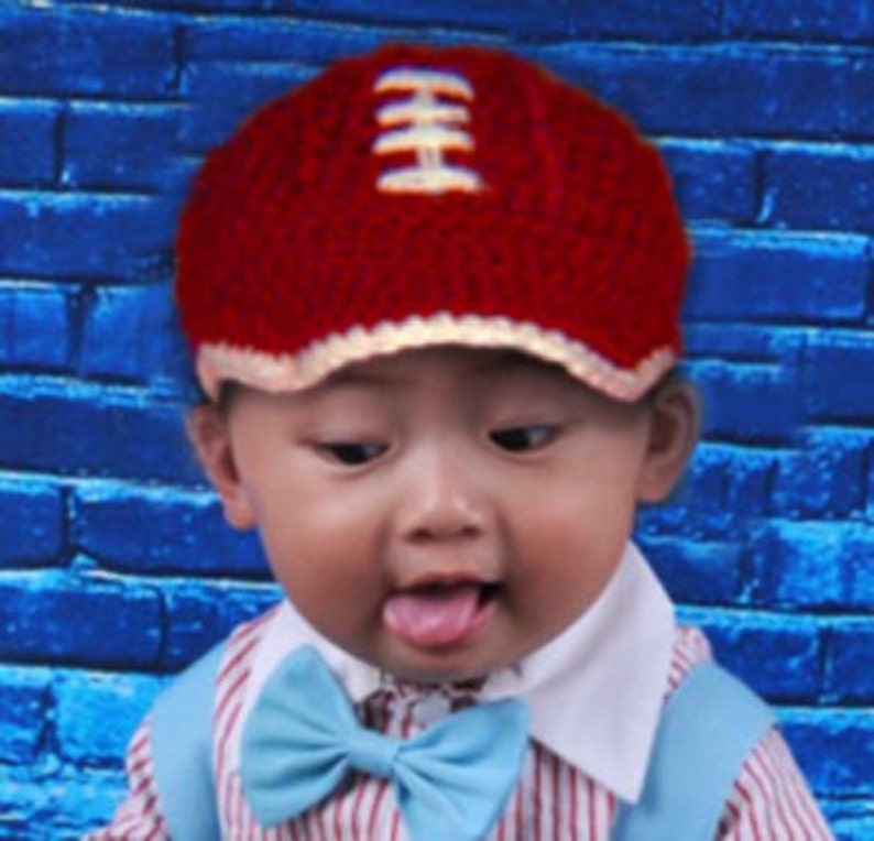 Football Cap, Baseball Cap Newborn, Baby, Toddler, INSTANT DOWNLOAD Crochet Pattern image 3