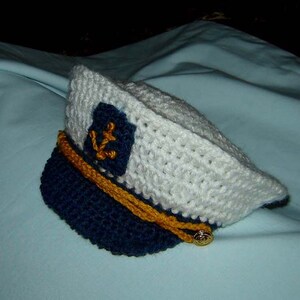 Little Captain, Sailor Cap/Hat and Tie, Newborn, Baby, Toddler INSTANT DOWNLOAD Crochet Pattern image 3