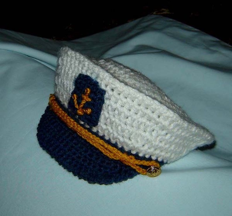 Little Captain, Sailor Cap/Hat and Tie, Newborn, Baby, Toddler INSTANT DOWNLOAD Crochet Pattern image 3