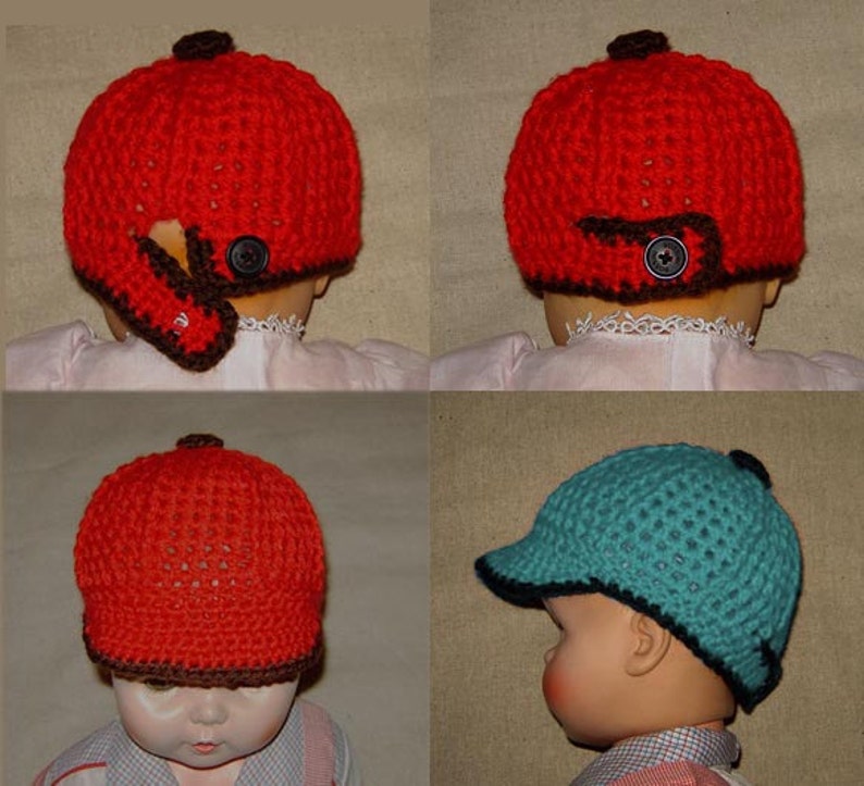 Football Cap, Baseball Cap Newborn, Baby, Toddler, INSTANT DOWNLOAD Crochet Pattern image 5