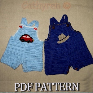 Baby Jeans, Romper, Overall with Appliques, Buttons at Crotch for Easy Change -INSTANT DOWNLOAD Crochet Pattern