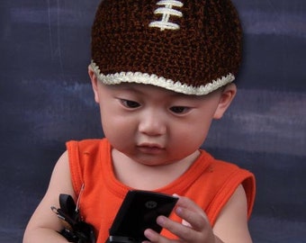 Football Cap, Baseball Cap - Newborn, Baby, Toddler, INSTANT DOWNLOAD Crochet Pattern