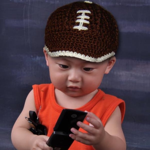 Football Cap, Baseball Cap - Newborn, Baby, Toddler, INSTANT DOWNLOAD Crochet Pattern