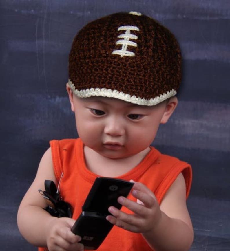 Football Cap, Baseball Cap Newborn, Baby, Toddler, INSTANT DOWNLOAD Crochet Pattern image 1