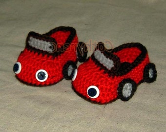 Baby Boy Sports Car Booties -INSTANT DOWNLOAD Crochet PDF Pattern