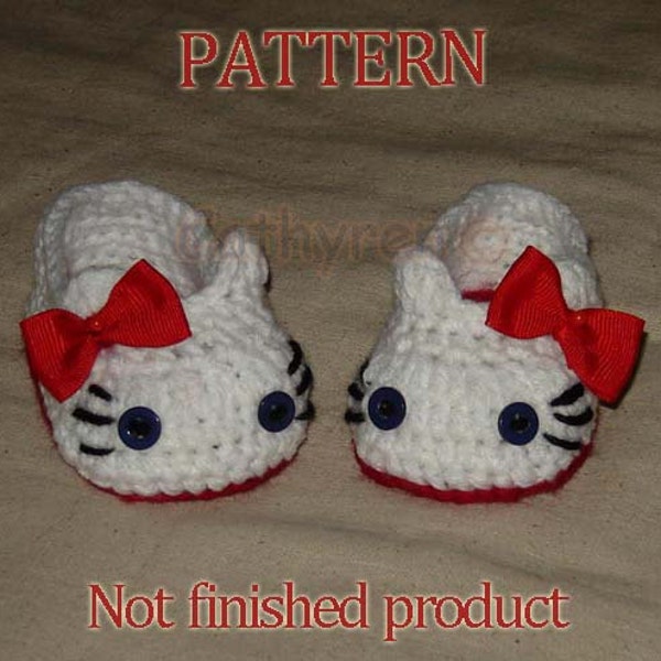 PDF PATTERN 40 - Crochet Baby Girl Hello Kitty Slippers, house shoes, booties. Sizes for Preemie, Baby and Toddler