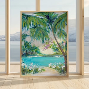 Tropical Art Print Beach House Decor Island theme Wall Art Coastal Painting Nature Wall Artwork Beach Cottage Accents Housewarming Gift