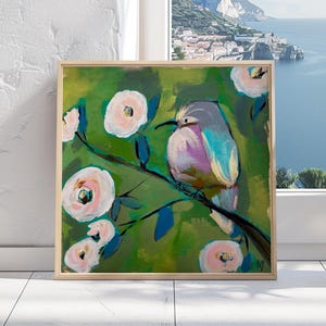 Bird Wall Art — Colorful Floral Print, Nature-Inspired Home Decor, Gift for Bird Lovers