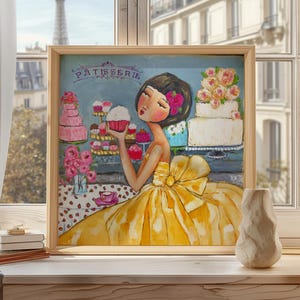 Paris Cafe Art Print Bakery Wall Decor French Inspired Wall Art Whimsical Home decor kitchen print Gift for Paris lovers gift for her