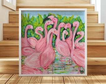 Tropical Flamingo Art Print - Coastal Wall Decor