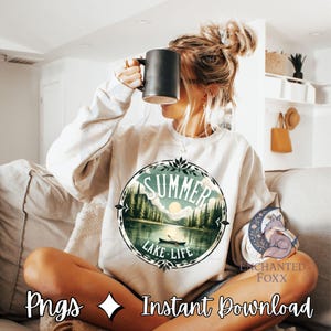 Summer Lake Life Retro Png Design, Spring Outdoors Sublimation Digital Download, Trendy Summer Lake Camping Digital Design