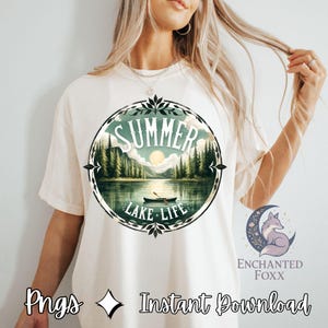 Retro Lake Life PNG: Summer Canoe Scene (Digital Download)
