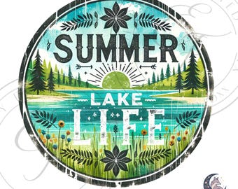 Summer Lake Life PNG, Retro Lake Shirt Design | Outdoor Fishing Camping Sublimation, Rustic Summer Vibes T-Shirt Transfer, Instant Download