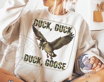 Anka Anka Gås PNG – Jaktkamouflage Gås T-shirtdesign, Rolig jakttröja sublimering, Sjöfågelbågegrafik, 300 DPI digital nedladdning