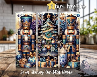 Nutcracker Tumbler Wrap, Nutcracker png, Christmas Tumbler Wrap 20 oz Skinny Tumbler Sublimation Design Digital Download PNG