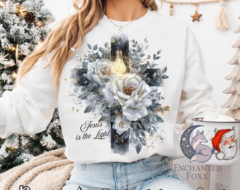 Jesus is the Light Png, Floral Christian Shirt Sublimation Design, Motivational Quotes Png, Bible Verse Faith Digital Download