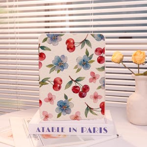 Watercolor Floral Cherry Personalized iPad case,Customized Birthday Gift,For iPad 10.9 10.5 10.2 Air 4 5 6 Pro 2021 2022 2024 Mini 4/5/6/7