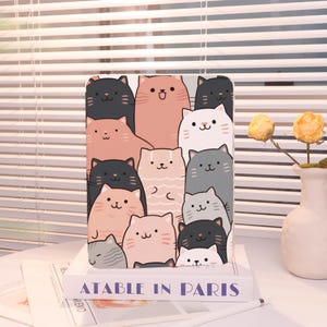 Pattern of Cute Cats Personalized iPad case,Customized Birthday Gift,For iPad 10.9 10.5 10.2 Air 5 6  Pro 2018 2021 2022 2024 Mini 4/5/6/7