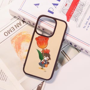 Cartoon Girl Tulip Personalized Soft iPhone Protector,Customized Birthday Gift,For iPhone16 15 14 13 12 Mini Plus Pro Max,iPhone X XS XR SE