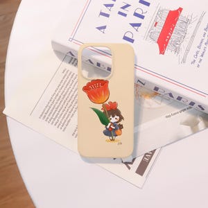 Cartoon Girl Tulip Customized Hard iPhone Case,Unique Birthday Gift,For iPhone 16 15 14 13 12 11 8 Mini Plus Pro Max,iPhone X XS XR SE2020