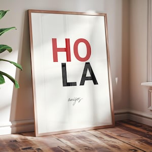 Hola print typography poster, Hola wall art, welcome entryway decor, greeting poster, Spanish wall art, Spanish classroom, hallway decor