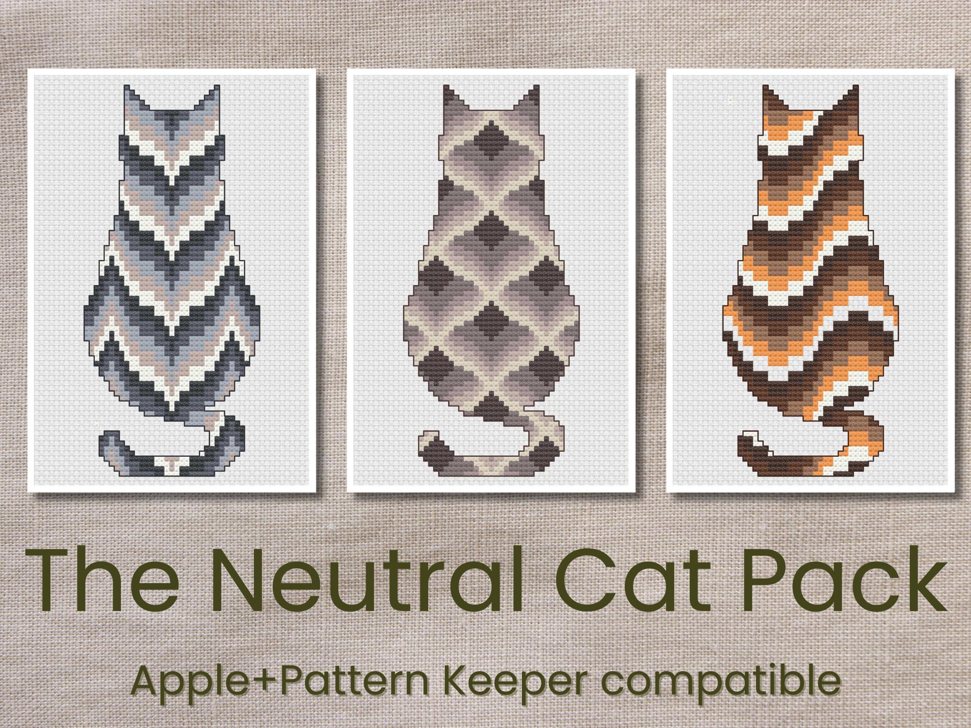 Bargello Cat Cross Stitch Pattern Set | Modern Geometric PDF | Easy 5x7 Cross Stitch