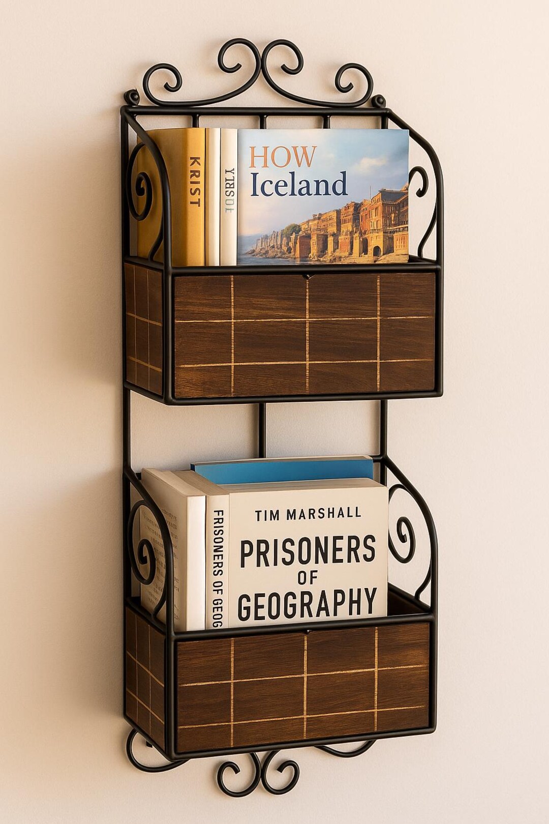 Magazine Book Rv Wall Racks Handmade Wooden Magazine Rack With | Wall Mounted Organizer for ...