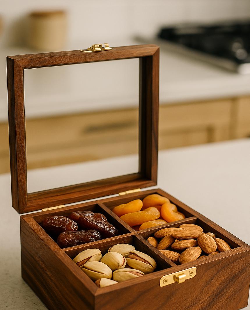 Vassoio da portata per snack, frutta secca con coperchio