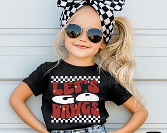 Camiseta "¡Vamos Dawgs, Georgia!" / Camiseta retro a cuadros para el día del partido / Camiseta para fanáticos del fútbol americano de bebés a adultos / Conjunto familiar a juego para el día del partido de Georgia