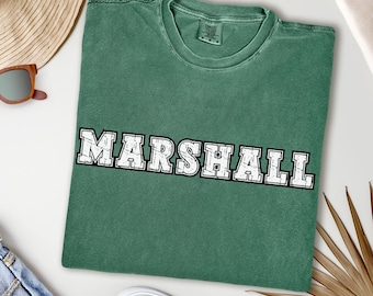 Comfort Colors® Marshall Block Letter T-Shirt Thundering Herd Vintage Shirt Retro Marshall Tee We Are Marshall Huntington Roots