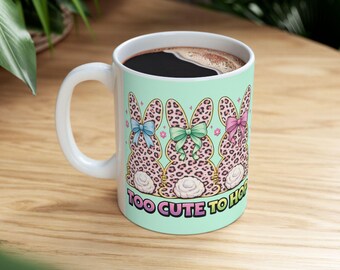 Leopard Print Easter Bunny Mug | Whimsical Coffee Cup, Ceramic (11 oz, 15 oz)