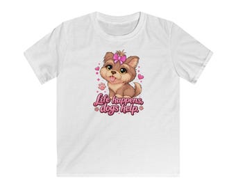 Puppy Hearts Tee | Kids Dog Lover Shirt, Life Happens Dogs Help Graphic