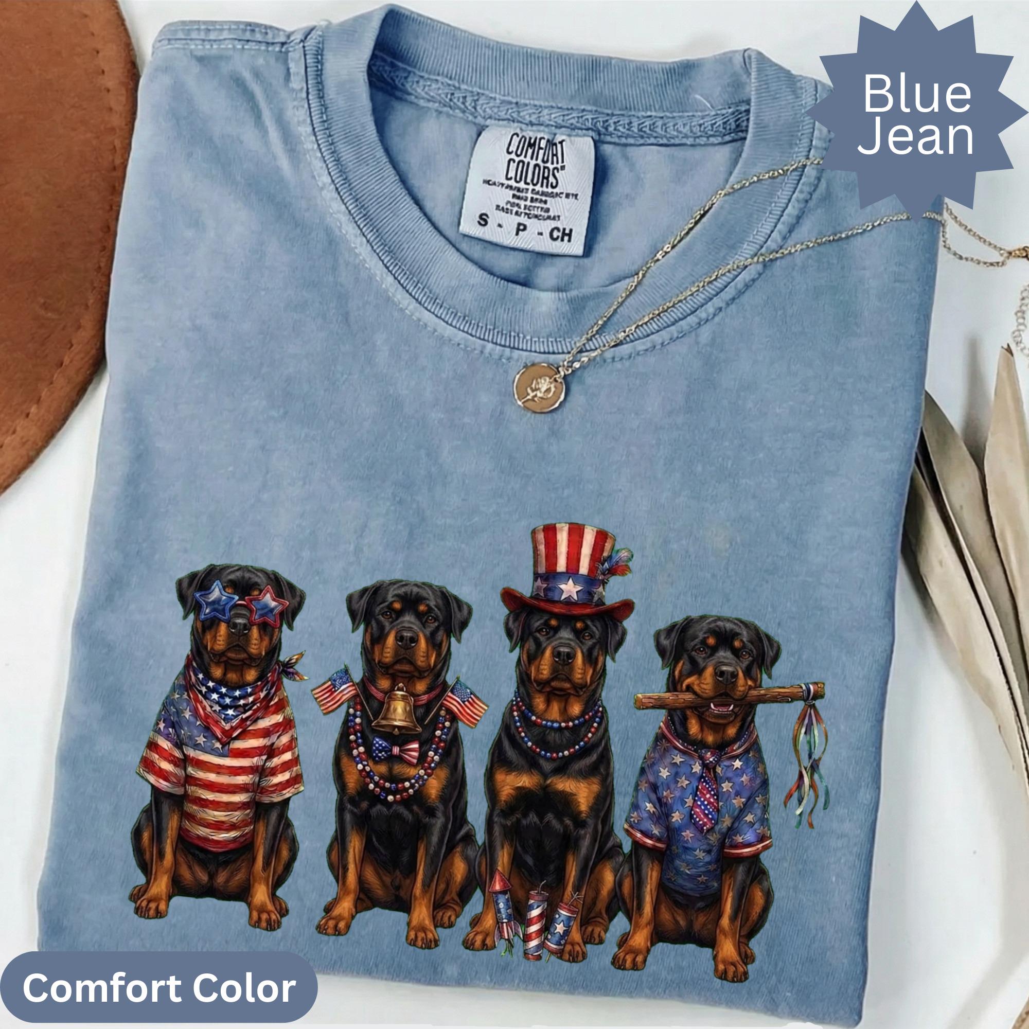 Patriotic Rottweiler Dogs T-shirt: American Flag, Fourth of July