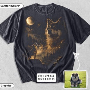 Comfort Colors® Custom dog Howling Moon Shirt, Vintage 90s Wolf Spirit, Celestial Dog Tee