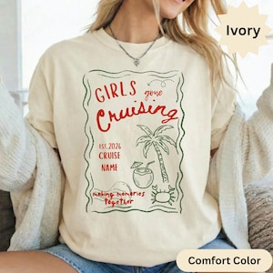 Camiseta Girls Gone Cruising: Nombre personalizado del crucero 2026, Vacaciones tropicales con cangrejos y palmeras