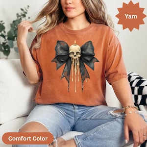 Skull Candle T-Shirts, Gothic Bow Tees, Dark Humor Tops, Halloween Apparel, Creepy Cute Shirts