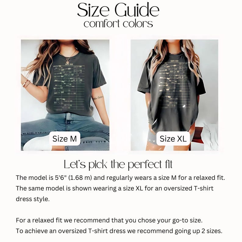 Comfort Colors Size Guide T-Shirt Fit Reference, Relaxed Fit Size M, Oversized Fit Size XL, Accurate Sizing Tips