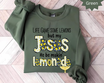 Comfort Colors® La vida me dio limones, pero mi Jesús, Él está haciendo limonada, Limonada de Jesús, Camiseta de limonada, Hijo de Dios, Ropa de fe